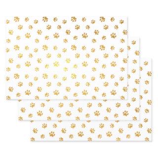 Cute Paw Prints Pattern Gold Foil  Sheets