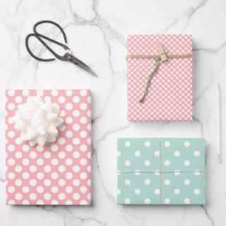 Cute Peachy Pink & Mint Green Polkadots  Sheets