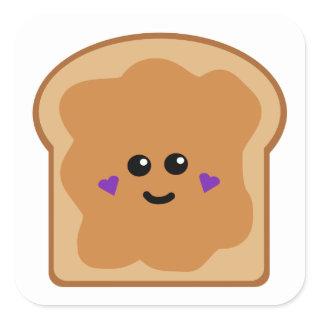 Cute Peanut Butter Bread Square Sticker