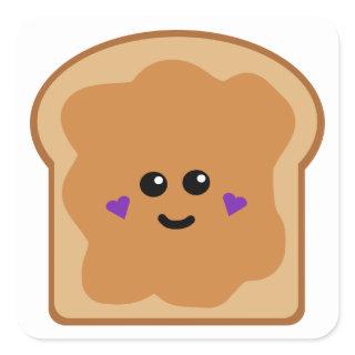 Cute Peanut Butter Bread Square Sticker