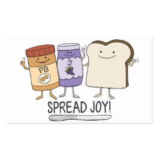 Cute Peanut Butter & Jelly & Bread Spread Joy Rectangular Sticker