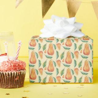 Cute Pear Pattern Wtercolor Art Hand-painted