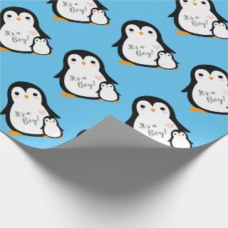 Cute Penguin Baby Shower Blue Boy