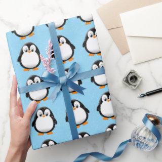 Cute Penguin Cartoon Custom Winter Blue