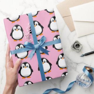 Cute Penguin Cartoon Custom Winter Pink