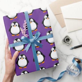 Cute Penguin Cartoon Custom Winter Purple