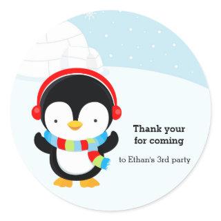 Cute penguin classic round sticker