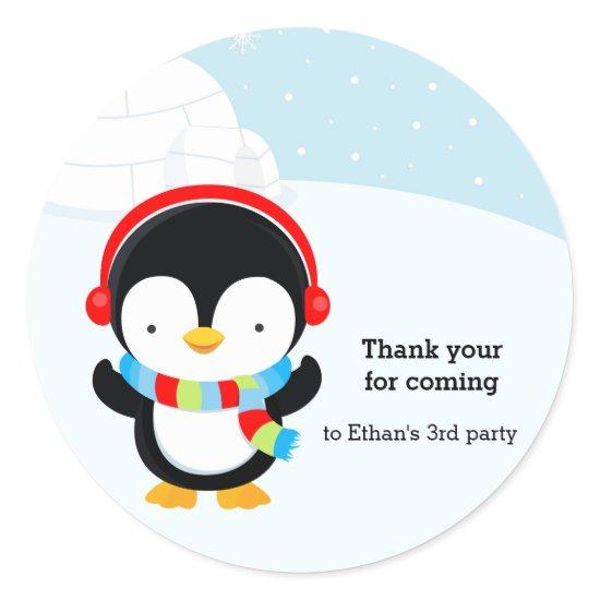 Cute penguin classic round sticker
