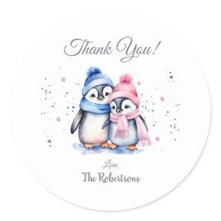 Cute Penguin Gender Reveal Thank You Favor Sticker