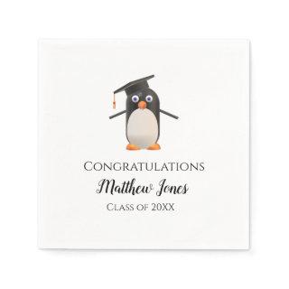 Cute Penguin Graduation Napkins Personalized