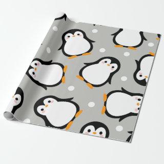 Cute penguin pattern grey pattern