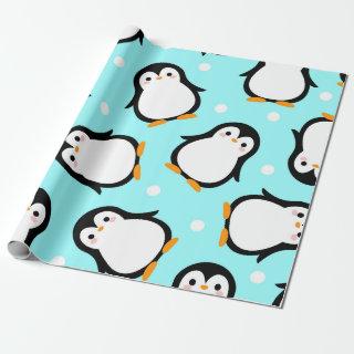 Cute penguin pattern turquoise pattern