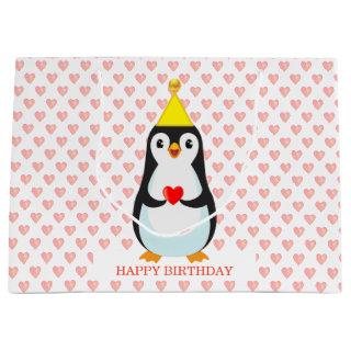 Cute Penguin with Heart Pattern Large Gift Bag