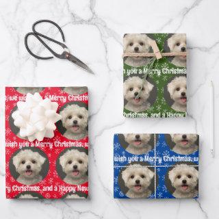 Cute Pet Photo Pattern Snowflakes Merry Christmas  Sheets