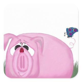 Cute Piglet Chumley And Beautiful Friends Square Sticker