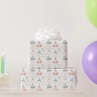 Cute Pink and Blue Circus Tents Baby Shower
