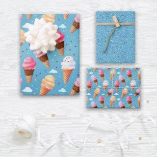 Cute Pink and Blue Ice Cream Cone  Sheets