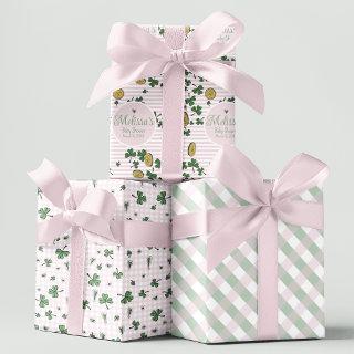 Cute Pink and Green Clovers Irish Baby Shower  Sheets