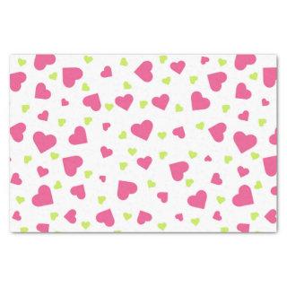 Cute Pink and Green Tumbling Hearts Pattern Tissue Paper