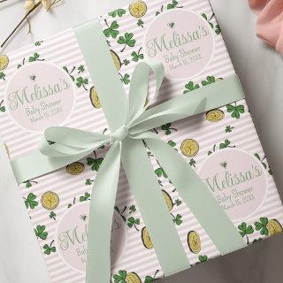 Cute Pink and White Clovers Irish Baby Shower  Sheets
