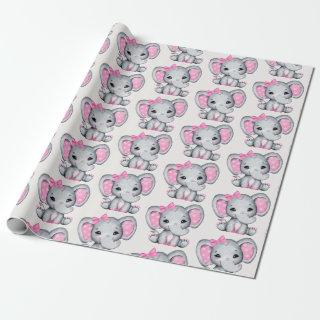 Cute Pink Baby Elephant with Polka Dot Ears