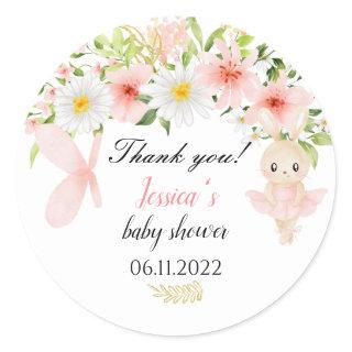 Cute pink Ballerina baby shower party stickers