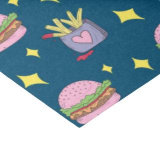 Cute Pink Burger and Fries Pattern Tissue Paper