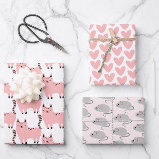 Cute Pink Cats, Hearts and Mouses  Sheets