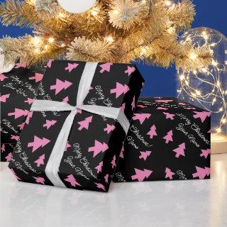 Cute pink Christmas trees pattern custom Holiday
