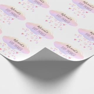 Cute Pink Cloud Raindrops Pattern Girl Baby Shower