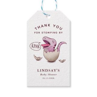Cute Pink Dinosaur Girl Baby Shower Gift Tags