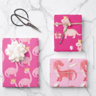 Cute Pink Dinosaur Pattern  Sheets