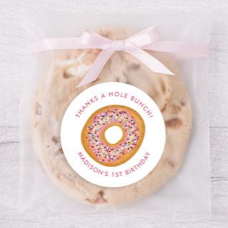 Cute Pink Donut Birthday Party Favor Classic Round Sticker