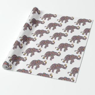 Cute Pink Elephant in a Psychedelic Cheetah Patter