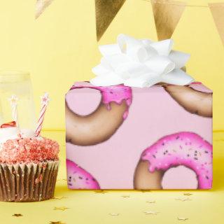 Cute Pink Frosted Donuts with Sprinkles Pattern