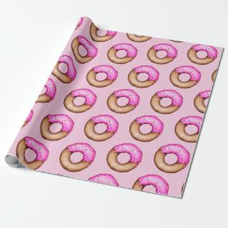 Cute Pink Frosted Donuts with Sprinkles Pattern