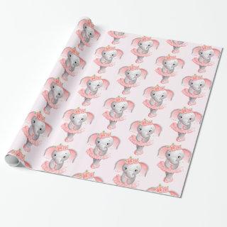 Cute Pink & Gray Elephant Ballerina Pattern