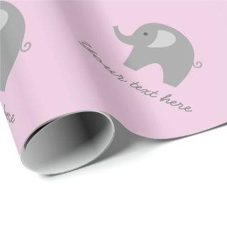 Cute pink grey elephant baby shower