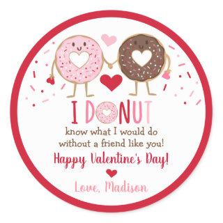 Cute Pink Heart Donut Valentine's Day Classic Round Sticker