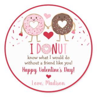 Cute Pink Heart Donut Valentine's Day Classic Round Sticker