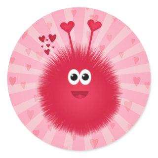 Cute Pink Love Bug Classic Round Sticker