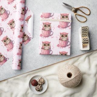 Cute Pink Owl in a Cup Patterned