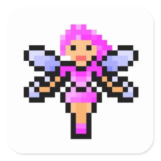 Cute pink pixel art fairy square sticker