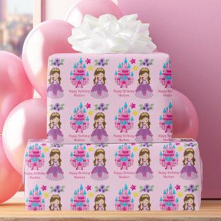 Cute Pink Princess Castle Custom Birthday Girl