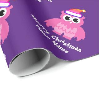 Cute pink Santa owl custom kid's Christmas Holiday