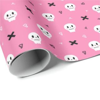 Cute Pink Skull Halloween Pattern