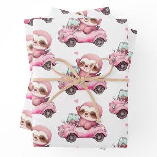 Cute Pink Sloth Driving a Car Pattern  Sheets