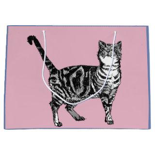 Cute Pink Tabby Cat Cats Art Gift Bag