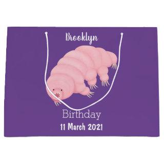 Cute pink tardigrade water bear cartoon  large gift bag