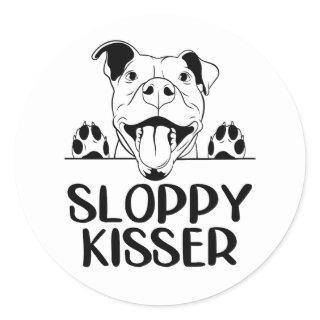 Cute Pitbull Love Pittie Pit Bull Puppy Dog Hello  Classic Round Sticker